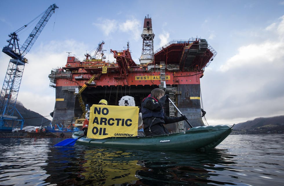 Aksjonerte mot oljeboring i Arktis. Foto: Greenpeace