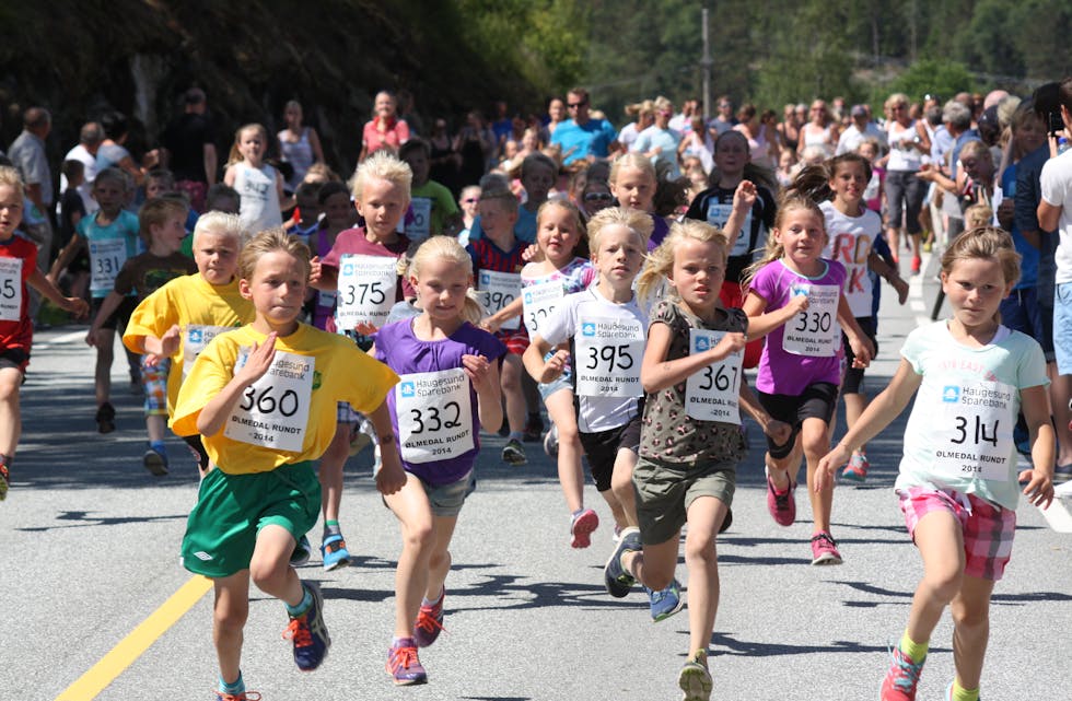 Barneløpet under Ølmedal Rundt er blitt eit populært innslag. 
Arkivfoto: Øystein Birkenes