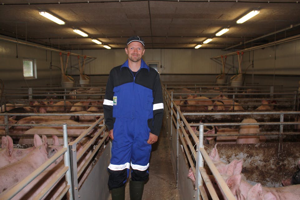 Bonde Jostein Sørhus i Blikrabygda kan nøgd konstatere at fjorårets problem med MRSA i grisebestanden blei handtert nokså smertefritt. 
Foto: Øystein Birkenes