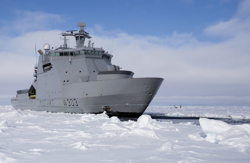 KV «Svalbard» i tøffe forhold.  Det er denne type skip Westcon har konkurrert om å bygga. 
Foto: Simen Rudi/Forsvars
materiell