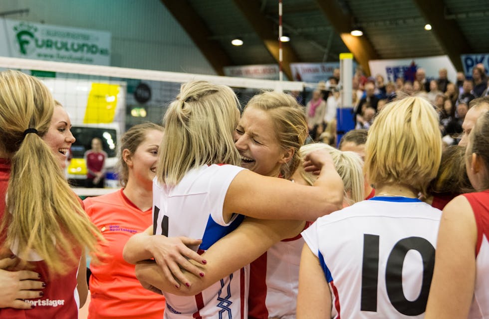 Ingrid Lunde jubla over sigeren i NM i volleyball.
Foto: Kristian Monsen/FotoMons