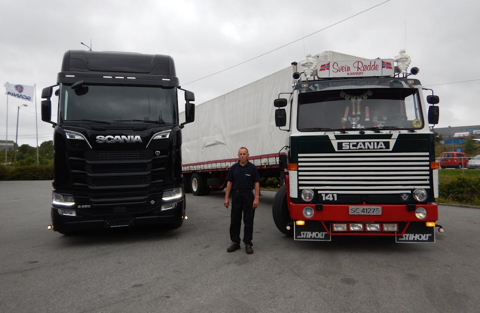 Stram bilmekanikar frå Skjold. Gaute Jordbrekk har 40 års erfaring med å skru på Scania.
Foto: Norske Scania, Frakkagjerd