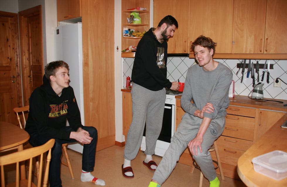 Hybelliv. Birge sine sambuarar Marcus Larsson (19) frå Oslo (t.h) og Ognjen Nisavic (28) frå Serbia spelar også for Frøya Basket. Marcus vurderer å studera idrettspsykologi ved sida av sporten, medan Ognjen allereie har tatt ei utdanning. Han spelar basket på fulltid og er toppscorar for Frøya som nå ligg på fjerde plass i tabellen.