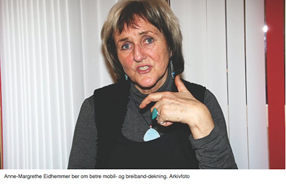 Anne-Magrethe Eidhammer er sterkt engasjert for å få betre mobildekning i Fikse-/Opheim-området i Ølen.