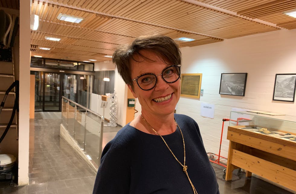 Ei glad Mette Heidi Bergsvåg Ekrheim (Sp) på tinghuset i Etne etter at veljarane hadde gitt partiet 38,4 prosent av røystene.
Foto: Irene Mæland Haraldsen