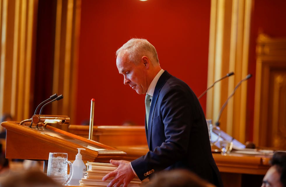 Finansminister Jan Tore Sanner (H) i Stortinget tysdag. Foto: Javad Parsa / NTB / NPK