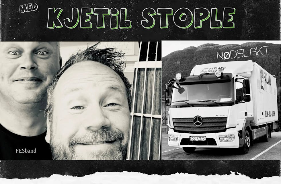 Coveret til den ny singelen. Kjetil Stople (f.v.) har tatt bilete av naudslaktbilen, mens Nils Erik Eide har tatt fellesbilete og designa coveret.