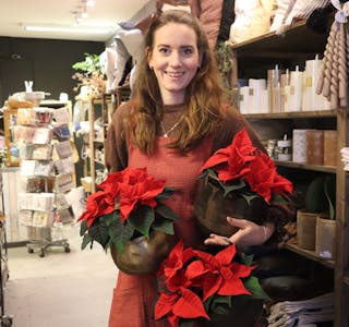 Marlene Lye trivst godt med juletravel butikk.
Foto: Irene Mæland Haraldsen
