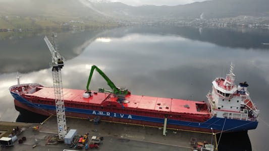 Arrvia Shipping sitt nyaste skip «Nor Viking» ved kai i Ølensvåg
FOTO: ARRIVA SHIPPING