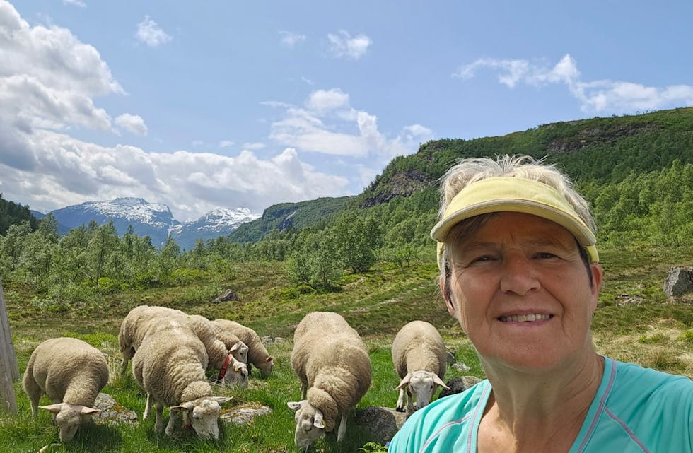 Åse Jorunn Blikra stiller villig opp når sauene skal på fjellbeite.
Foto: Privat