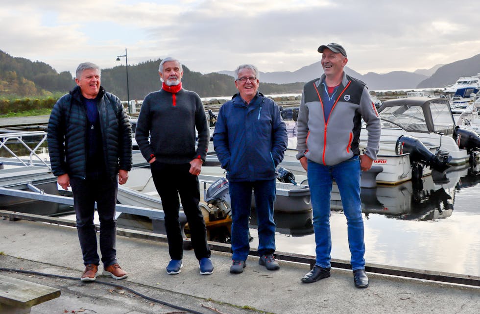 Sten Særsten (t.v.), Jon Golf, Bjarne Hjelvik og Arild Vestbø i styret i Vikedal båtforening.
Foto: Irene Mæland Haraldsen
