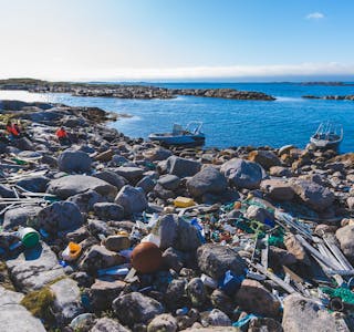 Mange bidreg i arbeidet mot marin forsøpling. Her ser vi rydding av ei strand i Trøndelag. Foto: Miljødirektoratet